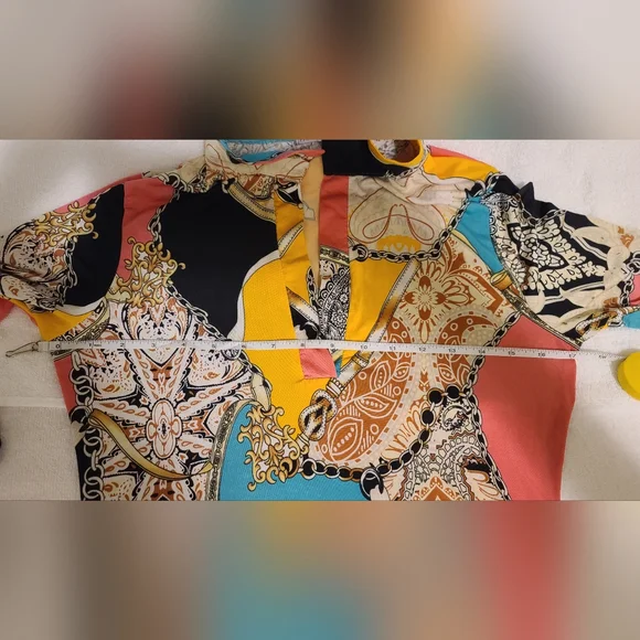 Fashion Nova Chain Print Scarf Bodysuit-long Sleeve-vibrant-multi Size M - Picture 6 of 11